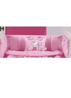 سمارت هوم طقم مفارش سرير أطفال ، مفرش حواجز طقم مكون من لحاف اطفال مقاس 90X145 سم شرشف مطاط 110X160 سم مخده مقاس 35X45 سم حواجز مقاس 33X130 سم حواجز مقاس 33X330 سم  - Image 4