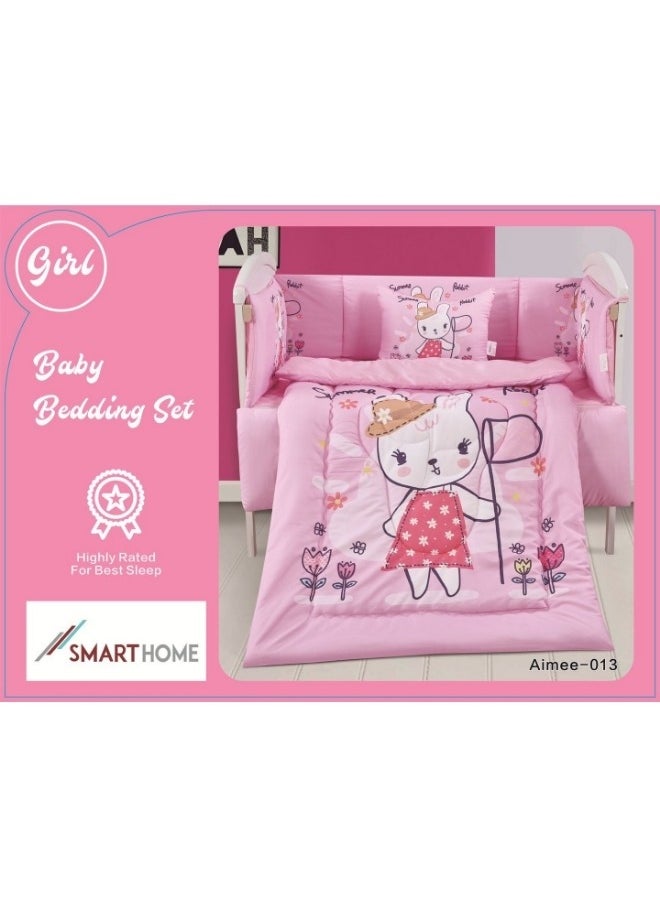 سمارت هوم طقم مفارش سرير أطفال ، مفرش حواجز طقم مكون من لحاف اطفال مقاس 90X145 سم شرشف مطاط 110X160 سم مخده مقاس 35X45 سم حواجز مقاس 33X130 سم حواجز مقاس 33X330 سم  - Image 5