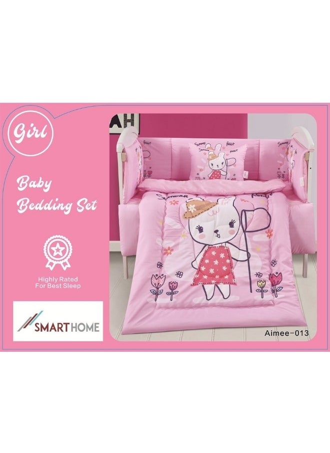 سمارت هوم طقم مفارش سرير أطفال ، مفرش حواجز طقم مكون من لحاف اطفال مقاس 90X145 سم شرشف مطاط 110X160 سم مخده مقاس 35X45 سم حواجز مقاس 33X130 سم حواجز مقاس 33X330 سم  - Image 1