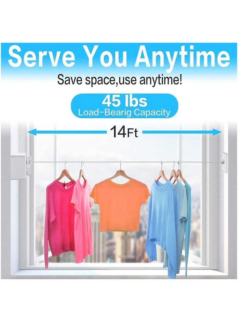حبل غسيل قابل للسحب، خط غسيل عالي التحمل، مجفف ملابس داخلي وخارجي يُعلق على الحائط، حبل ملابس قابل للتعديل، خط من الفولاذ المقاوم للصدأ، 13.8 قدم (سلك مزدوج أسود) - Image 3
