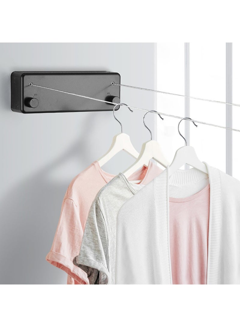 حبل غسيل قابل للسحب، خط غسيل عالي التحمل، مجفف ملابس داخلي وخارجي يُعلق على الحائط، حبل ملابس قابل للتعديل، خط من الفولاذ المقاوم للصدأ، 13.8 قدم (سلك مزدوج أسود) - Image 2