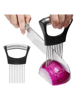 LKTOCAFT Portable Stainless Steel Onion Chopper Holder and Onion Cutter Tool, Onion Mincer Cutter for Slicing, Vegetable Mandoline, Fruit Slicer Assistant Tool  - Image 1