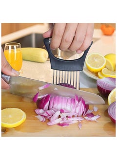 LKTOCAFT Portable Stainless Steel Onion Chopper Holder and Onion Cutter Tool, Onion Mincer Cutter for Slicing, Vegetable Mandoline, Fruit Slicer Assistant Tool  - Image 2