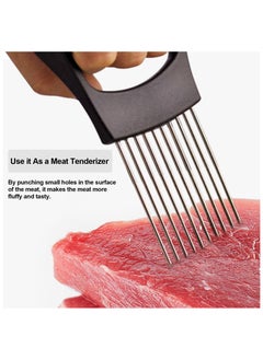 LKTOCAFT Portable Stainless Steel Onion Chopper Holder and Onion Cutter Tool, Onion Mincer Cutter for Slicing, Vegetable Mandoline, Fruit Slicer Assistant Tool  - Image 4