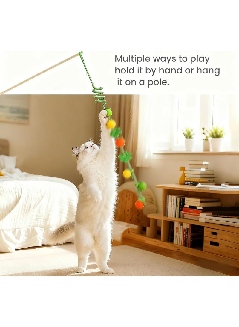 SYOSI Cat Teaser Toy, Interactive Hanging Cat Toy with Catnip and Rattle, Retractable Batting and Chasing Teaser for Indoor Cats, Stimulating Pouncing and Play, 2-Pack Colorful Fruit Design - Image 3