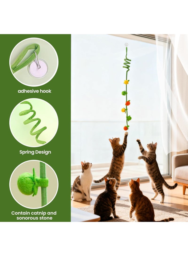 SYOSI Cat Teaser Toy, Interactive Hanging Cat Toy with Catnip and Rattle, Retractable Batting and Chasing Teaser for Indoor Cats, Stimulating Pouncing and Play, 2-Pack Colorful Fruit Design - Image 4