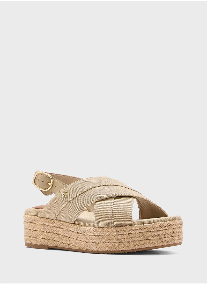 تومي هيلفيغر DENIM ESPADRILLE PLATFORM SANDALS