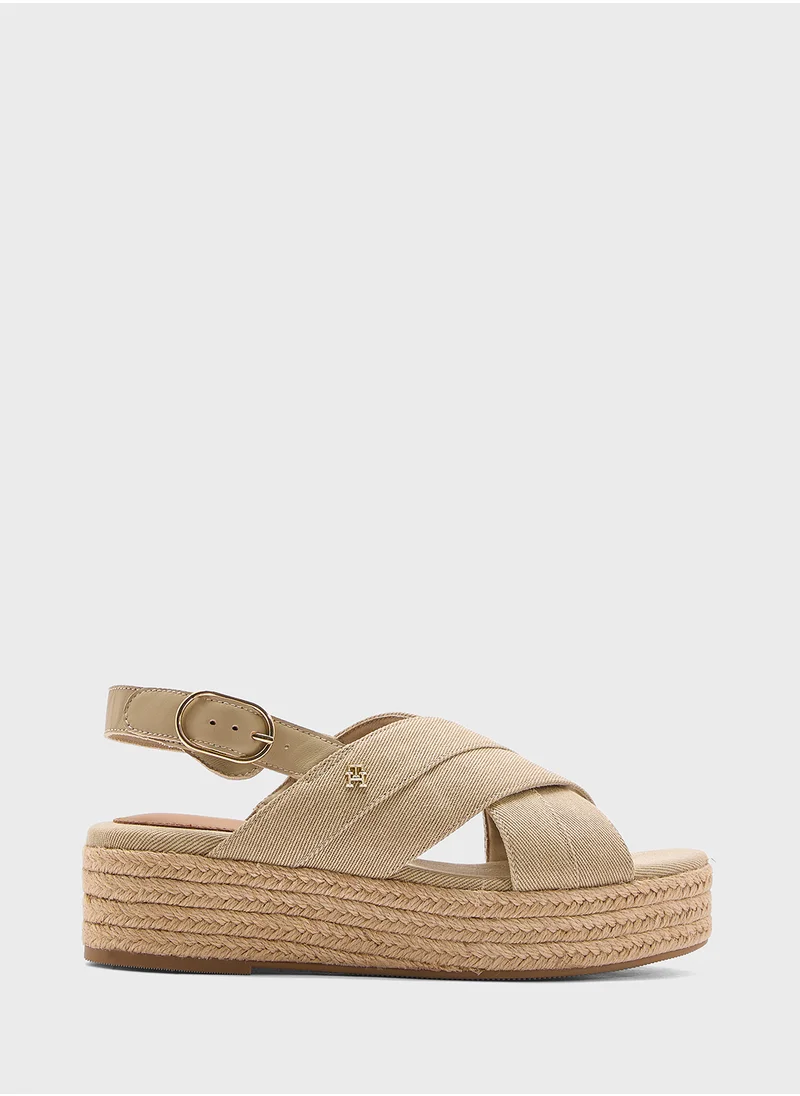 تومي هيلفيغر DENIM ESPADRILLE PLATFORM SANDALS