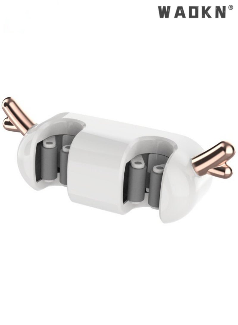 دبليو أيه أو كي أن رف مكنسة وممسحة مثبت على الحائط مع رفين، رف أدوات تخزين المكنسة ورف ممسحة، رف تخزين أدوات الحديقة مع خطافات لاصقة لسقيفة المطبخ ومرآب الغسيل المنزلي، أبيض - Image 1