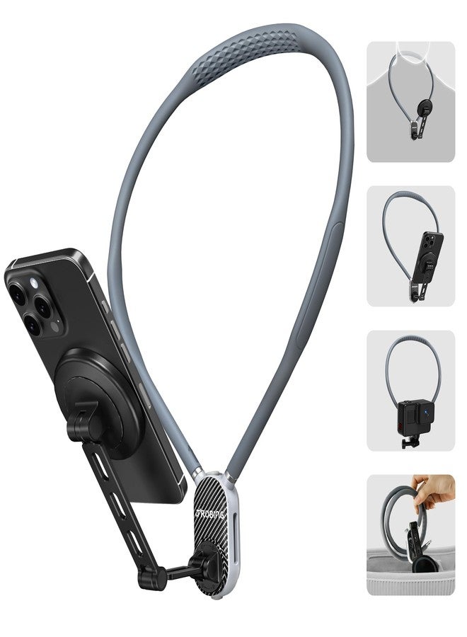 Trobing Magnetic Neck Phone Holder for Recording, Hands-Free POV/Vlog Video Filming, Content Creator Essentials for Indoor/Outdoor, Cooking/Riding, 4 in 1 Neck Mount for iPhone Cell Phone Android GoPro - Image 1