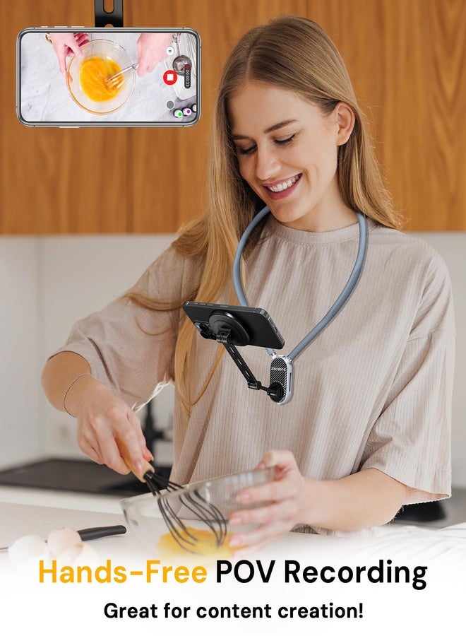 Trobing Magnetic Neck Phone Holder for Recording, Hands-Free POV/Vlog Video Filming, Content Creator Essentials for Indoor/Outdoor, Cooking/Riding, 4 in 1 Neck Mount for iPhone Cell Phone Android GoPro - Image 2