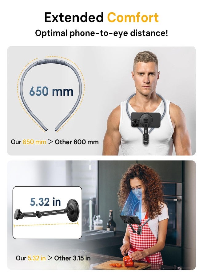 Trobing Magnetic Neck Phone Holder for Recording, Hands-Free POV/Vlog Video Filming, Content Creator Essentials for Indoor/Outdoor, Cooking/Riding, 4 in 1 Neck Mount for iPhone Cell Phone Android GoPro - Image 5