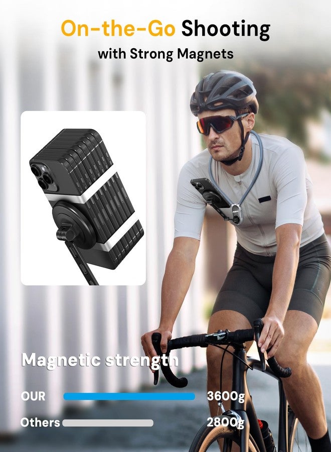 Trobing Magnetic Neck Phone Holder for Recording, Hands-Free POV/Vlog Video Filming, Content Creator Essentials for Indoor/Outdoor, Cooking/Riding, 4 in 1 Neck Mount for iPhone Cell Phone Android GoPro - Image 4