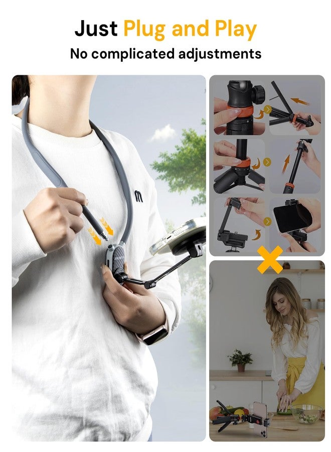 Trobing Magnetic Neck Phone Holder for Recording, Hands-Free POV/Vlog Video Filming, Content Creator Essentials for Indoor/Outdoor, Cooking/Riding, 4 in 1 Neck Mount for iPhone Cell Phone Android GoPro - Image 3