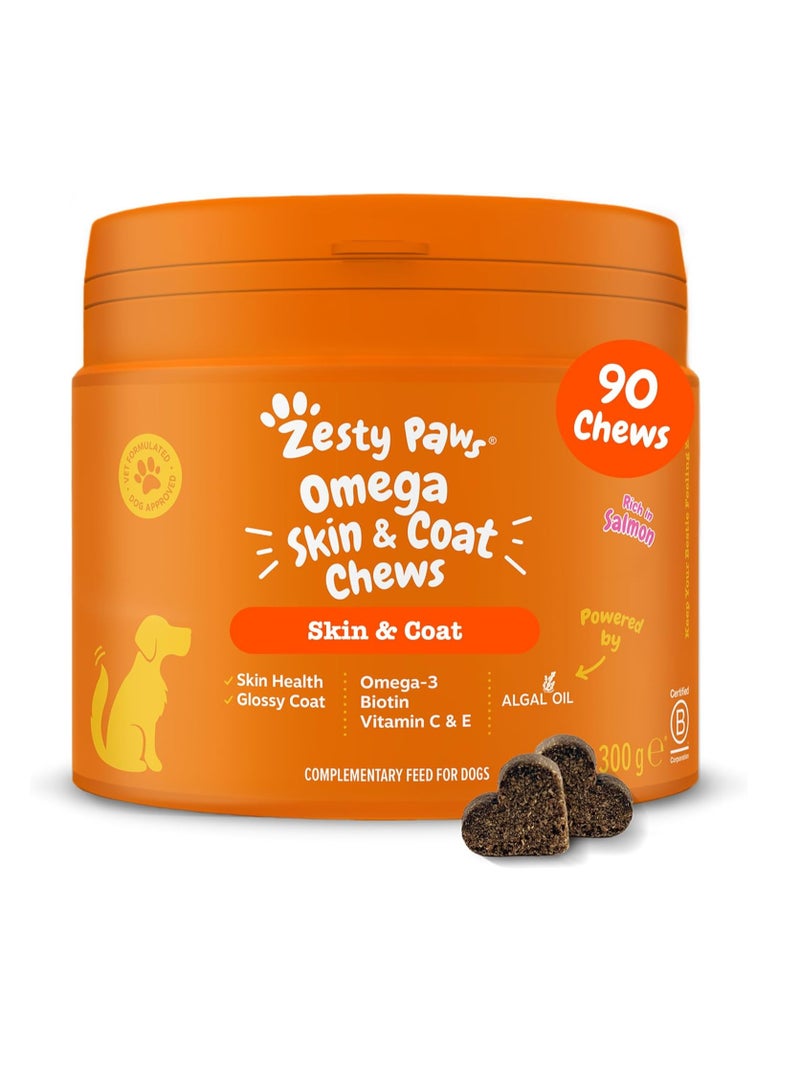Zesty Paws Salmon Skin and Coat Care with Fish Oil for Dogs Supports Skin Care and Healthy Coat Dog Chews Dog vitamins and supplements with fish oil for dogs 90 Count - Image 1