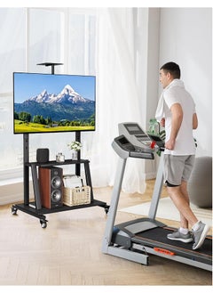 Sumkyle Mobile TV stand for 32-65 inch tvs, 50KG/110LBS capacity, double storage space, The height is adjustable, portable floor stand on wheels, tv stands for living room,Max VESA 600 × 400mm.  - Image 3