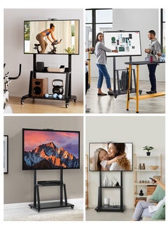 Sumkyle Mobile TV stand for 32-65 inch tvs, 50KG/110LBS capacity, double storage space, The height is adjustable, portable floor stand on wheels, tv stands for living room,Max VESA 600 × 400mm.  - Image 4