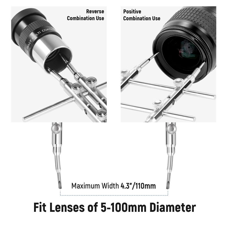 NEEWER Stainless Steel Lens Spanner Wrench, Professional Curved Double Sided Pointy/Flat Tips Lens Removal Tool with Four Screws, Lens Repairing Opening Wrench for DSLR Camera Lens, Telescope Lens - Image 2