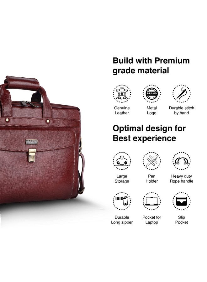 HAMMONDS FLYCATCHER HAMMONDS FLYCATCHER Genuine Leather Office Bag for Men, Laptop Bag for Men, Leather Bag for men for 15.6 Inch Laptop, Adjustable Strap, Multi Compartments, Trolley Strap, 1 Year Warranty  - Image 3
