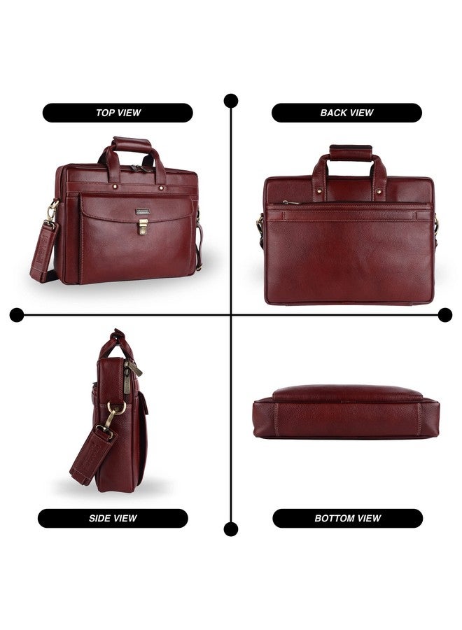 HAMMONDS FLYCATCHER HAMMONDS FLYCATCHER Genuine Leather Office Bag for Men, Laptop Bag for Men, Leather Bag for men for 15.6 Inch Laptop, Adjustable Strap, Multi Compartments, Trolley Strap, 1 Year Warranty  - Image 5