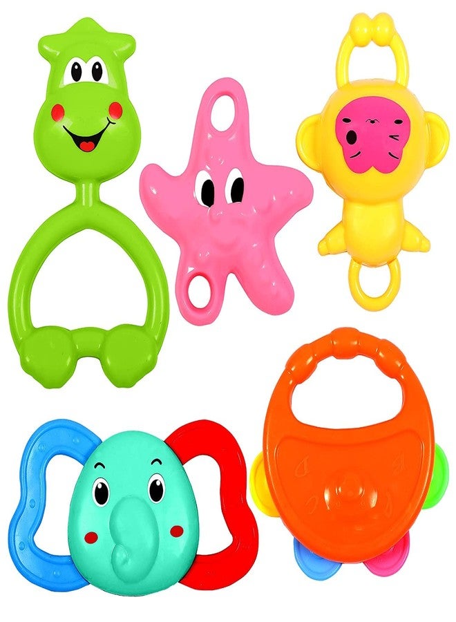 URM Enterprises Colourful Plastic Non Toxic Set of 5 Attractive Rattle for New Borns (Multi Color) Pack of 5 (Multi Color) - Image 1