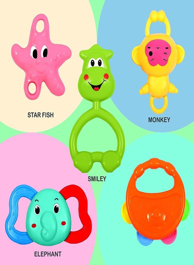 URM Enterprises Colourful Plastic Non Toxic Set of 5 Attractive Rattle for New Borns (Multi Color) Pack of 5 (Multi Color) - Image 3