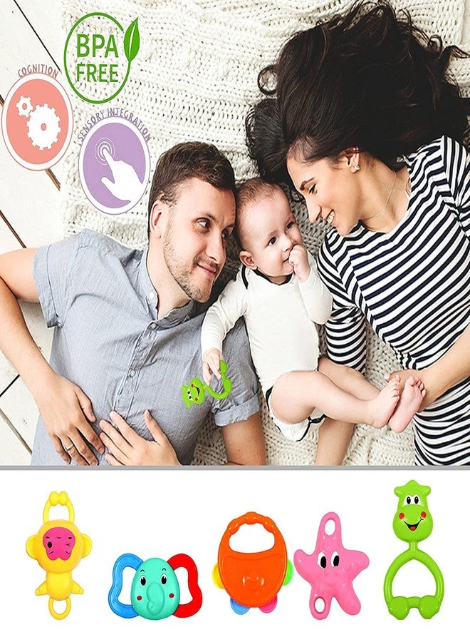 URM Enterprises Colourful Plastic Non Toxic Set of 5 Attractive Rattle for New Borns (Multi Color) Pack of 5 (Multi Color) - Image 5