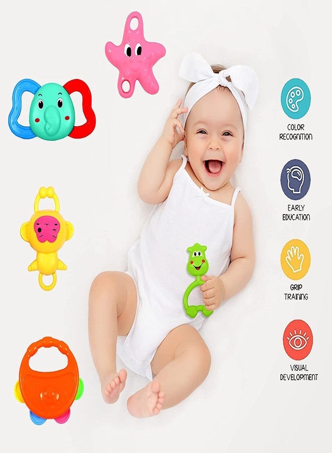 URM Enterprises Colourful Plastic Non Toxic Set of 5 Attractive Rattle for New Borns (Multi Color) Pack of 5 (Multi Color) - Image 2