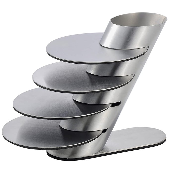 Cup Coasters Cup Coasters Set with Decorative Rack Stainless Steel Tabletop Display Round Cup Coaster with Holder Silver Set of 4