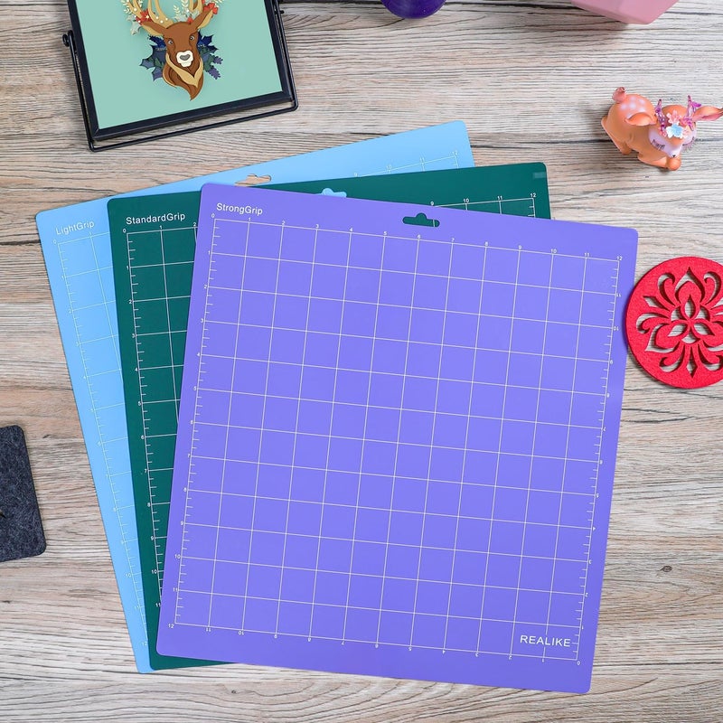 ريلايك حصيرة قطع متنوعة لـ Cricut Maker 3/Maker/Explore 3/Air 2/Air/One، StandardGrip/LightGrip/StrongGrip/FabricGrip متعددة اللاصق 12x12 بوصة حصائر قطع Cricket لـ Cricut 5 قطع - Image 2
