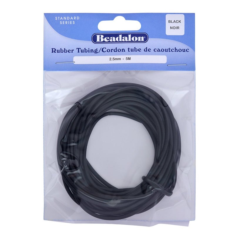 Beadalon Rubber Tubing 2.5mm Black, 5-Meter - Image 3