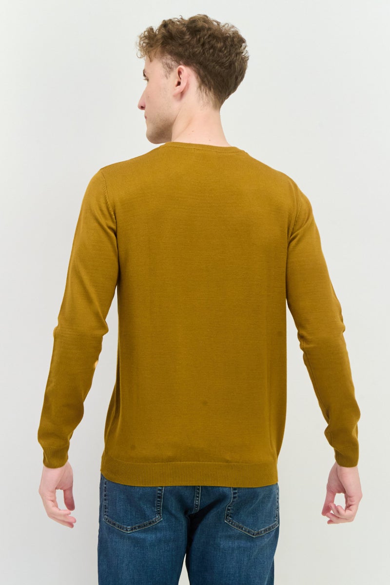 Sorbino Men Crew Neck Long Sleeves Knitted Sweater, Dark Tan - Image 3