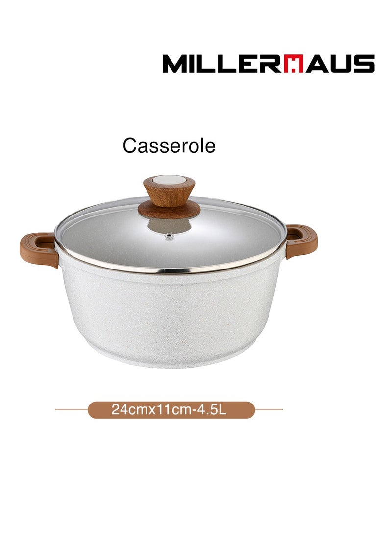 MILLERHAUS Millerhaus Casserole Ø24X11Cm Cast Alu Induction With Glass Lid , High-Quality Non-Stick Coating Compatibility  - Image 2