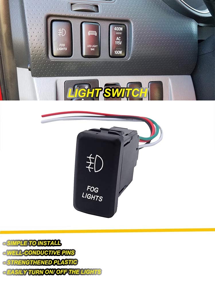 WeiSen Fog Lights Symbol Push Switch White Backlight ON-Off Switch with Connector Wire Kit Compatible with Toyota - Image 4