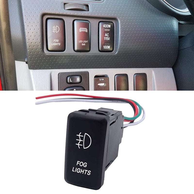 WeiSen Fog Lights Symbol Push Switch White Backlight ON-Off Switch with Connector Wire Kit Compatible with Toyota - Image 3