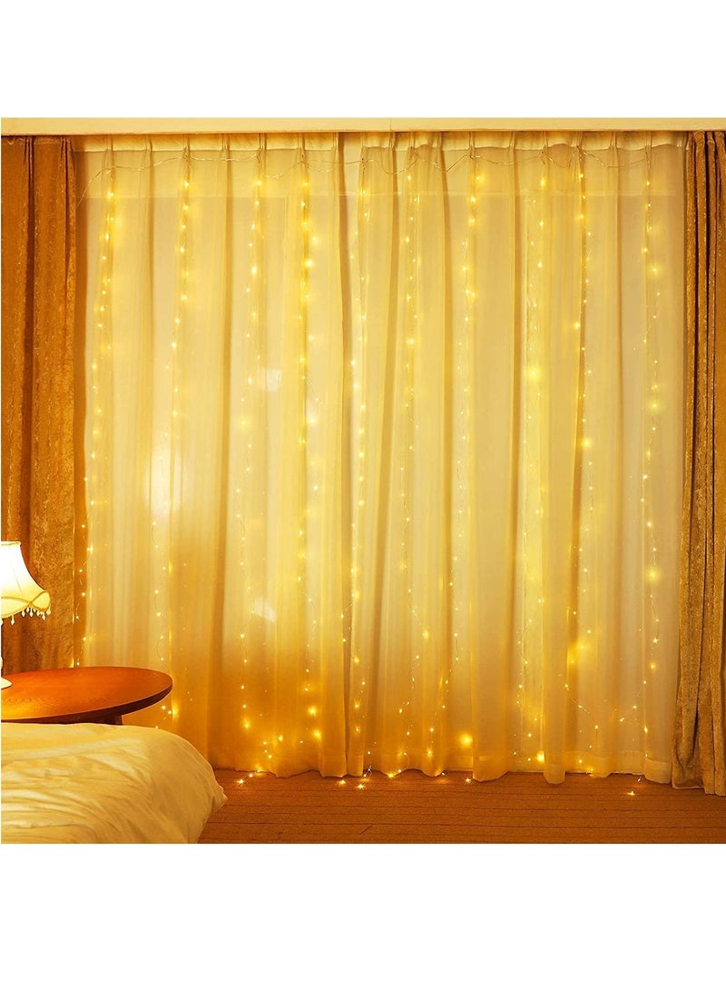 SYOSI Fairy String Lights, Warm White 300 LED, 9.8x9.8 Feet, Hanging Light for Bedroom Wall, Home Decor Lighting, Lighted Bed Room Curtain, Party Wedding Decorations Backdrop - Image 5