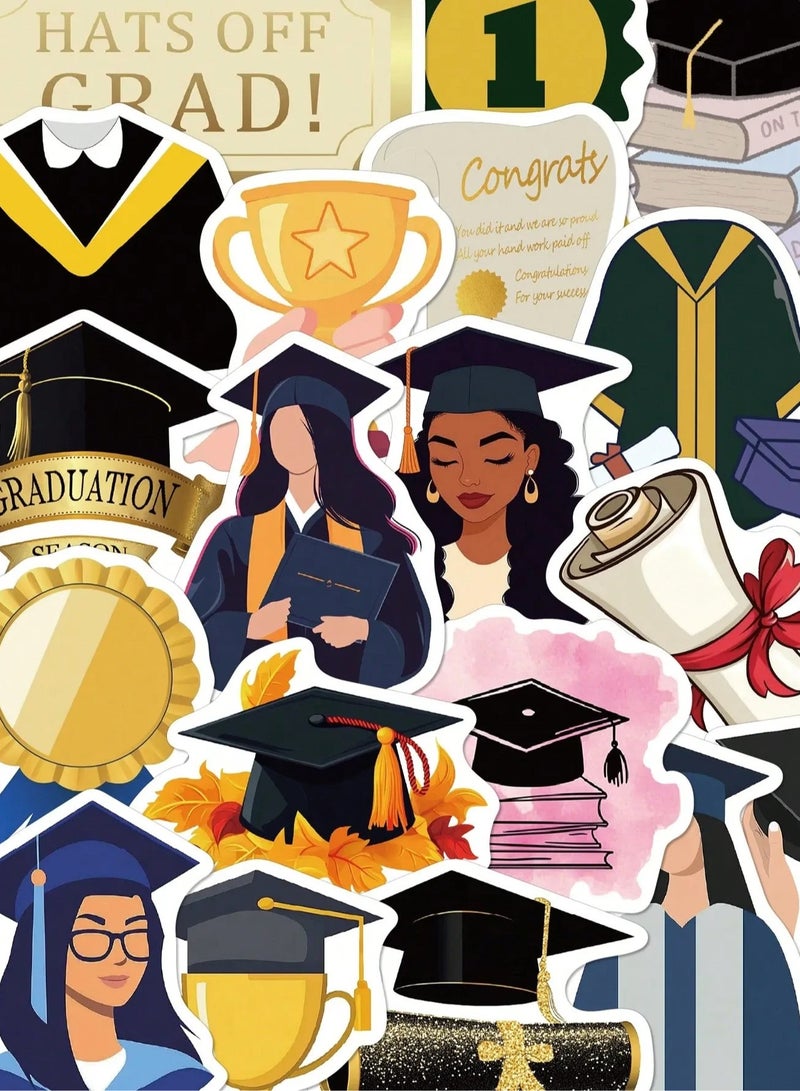 Graduation Decoration – Graduation Stickers with Encouraging Phrases for Graduates and a Variety of Designs, Set of 50 Stickers. - Image 1