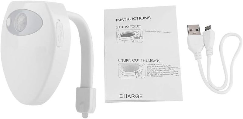 Toilet LED Night Light, Rechargeable Bathroom Motion Sensor with 8 Colors, Flexible Fit - Easy Access, Auto - Sensing, Bathroom Decor Night Light for Kids Nightlight - Image 1