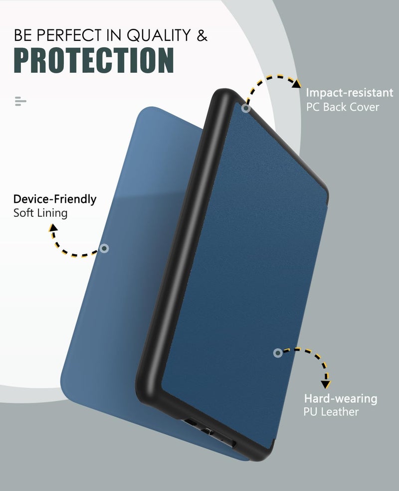 MoKo Case for All-New 7" Kindle Paperwhite(12th Generation-2024) and Kindle Colorsoft Signature Edition 2024, Lightweight Shell Cover with Auto Wake/Sleep for Kindle Paperwhite 2024, Dark Sea Blue - Image 3