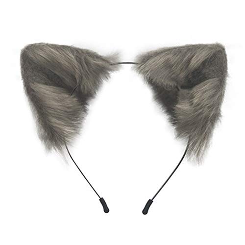 SMILETERNITY Handmade Fox Wolf Cat Ears Headwear Costume Accessories for Halloween Christmas Party Gray - Image 1