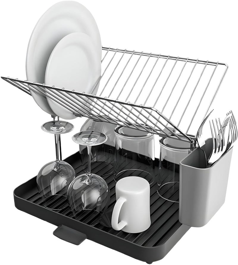 Bellveen New YDish Rack Cutlery Organizer Drainer Drying Tray Large for Kitchen Multicolor - Image 1