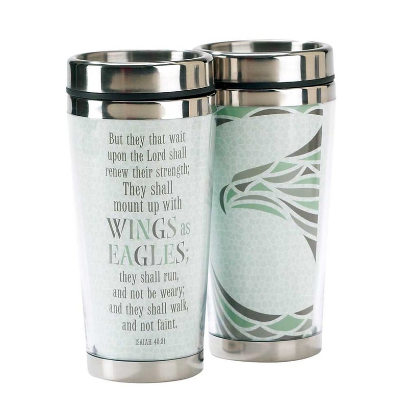 Teal Mount Up Eagles Wings 16 Oz Stainless Steel Insulated Travel Mug with Lid