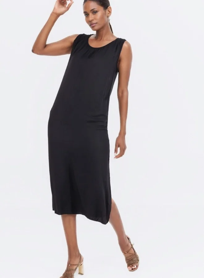 HaILYS Sleeveless Midi Dress with Side Slit - Black