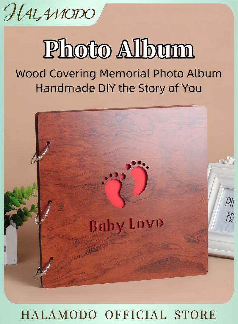 هالامودو ألبوم صور بغطاء خشبي، بني/أحمر، مقاس 29 × 29 سم. - Image 1