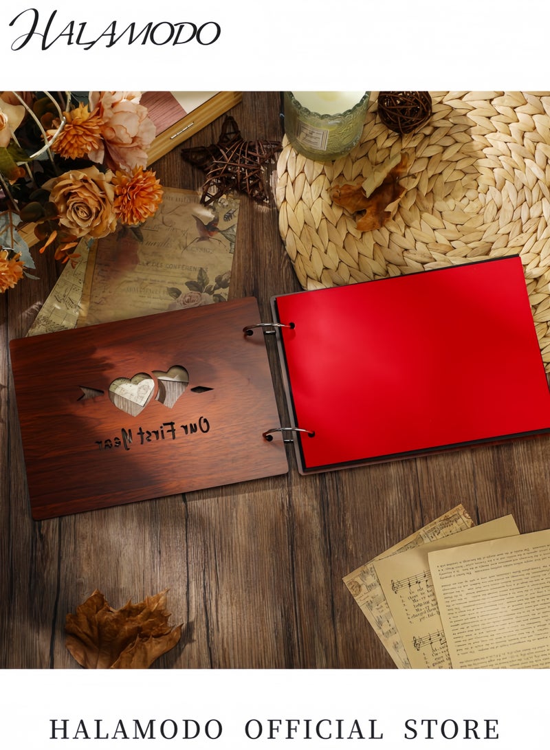 هالامودو ألبوم صور بغطاء خشبي، بني/أحمر، مقاس 29 × 29 سم. - Image 3