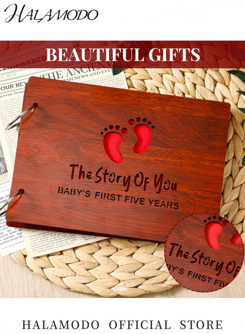 هالامودو ألبوم صور بغطاء خشبي، بني/أحمر، مقاس 29 × 29 سم. - Image 2