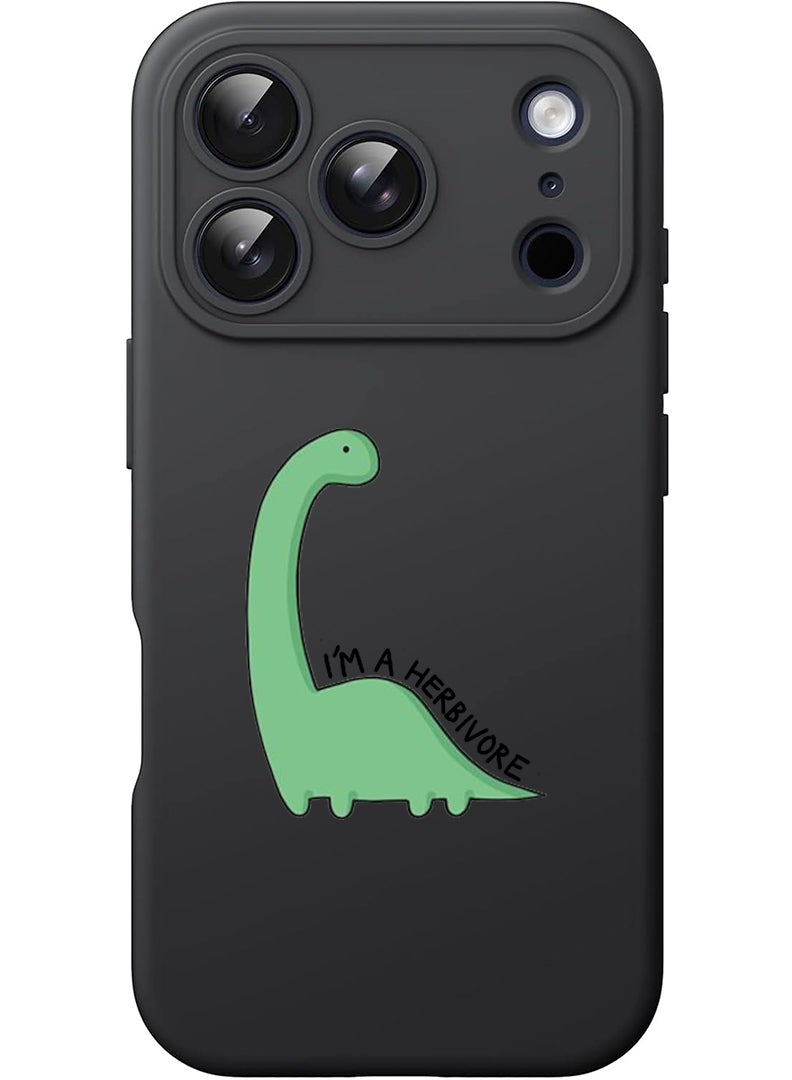 Theodor Protective Slim Fit Case Liquid Silicone Cover with Full Body Protection Anti-Scratch Shockproof Case For Apple iPhone 17 Pro (Black) Dino - Image 1