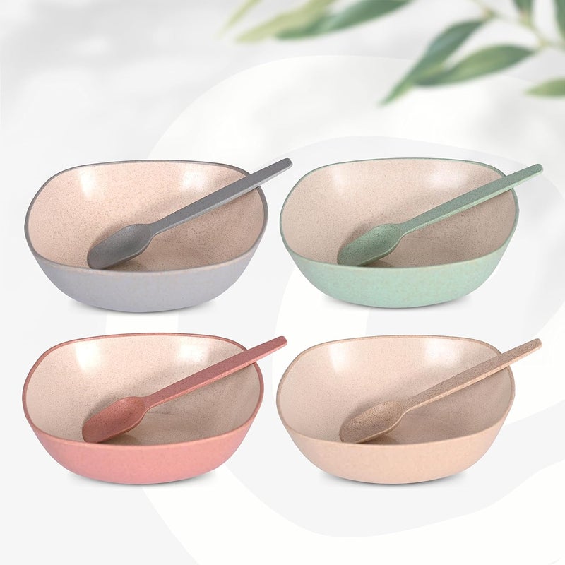 Eha Set of 4 EarthFriendly Multipurpose Bowls for Kitchen 600 ml Made with Bamboo Fibers Rice Husk Microwave Safe Bowl for Hot Cold Serving Bowl Set Multicolor - Image 1