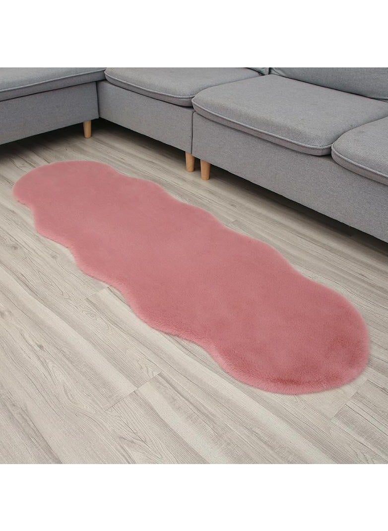 Generic - Soft and Fluffy Short Faux Fur Carpet-Living Room Bedroom Carpet- 160*60 Pink - Image 1