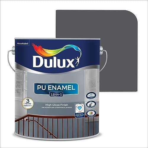 Dulux PU Enamel Smoke Grey 1 Litre High Gloss Finish Paint for Interior Exterior Metal & Wood Surfaces with Fast Drying Anti-Rust & Complete Coverage - Image 1